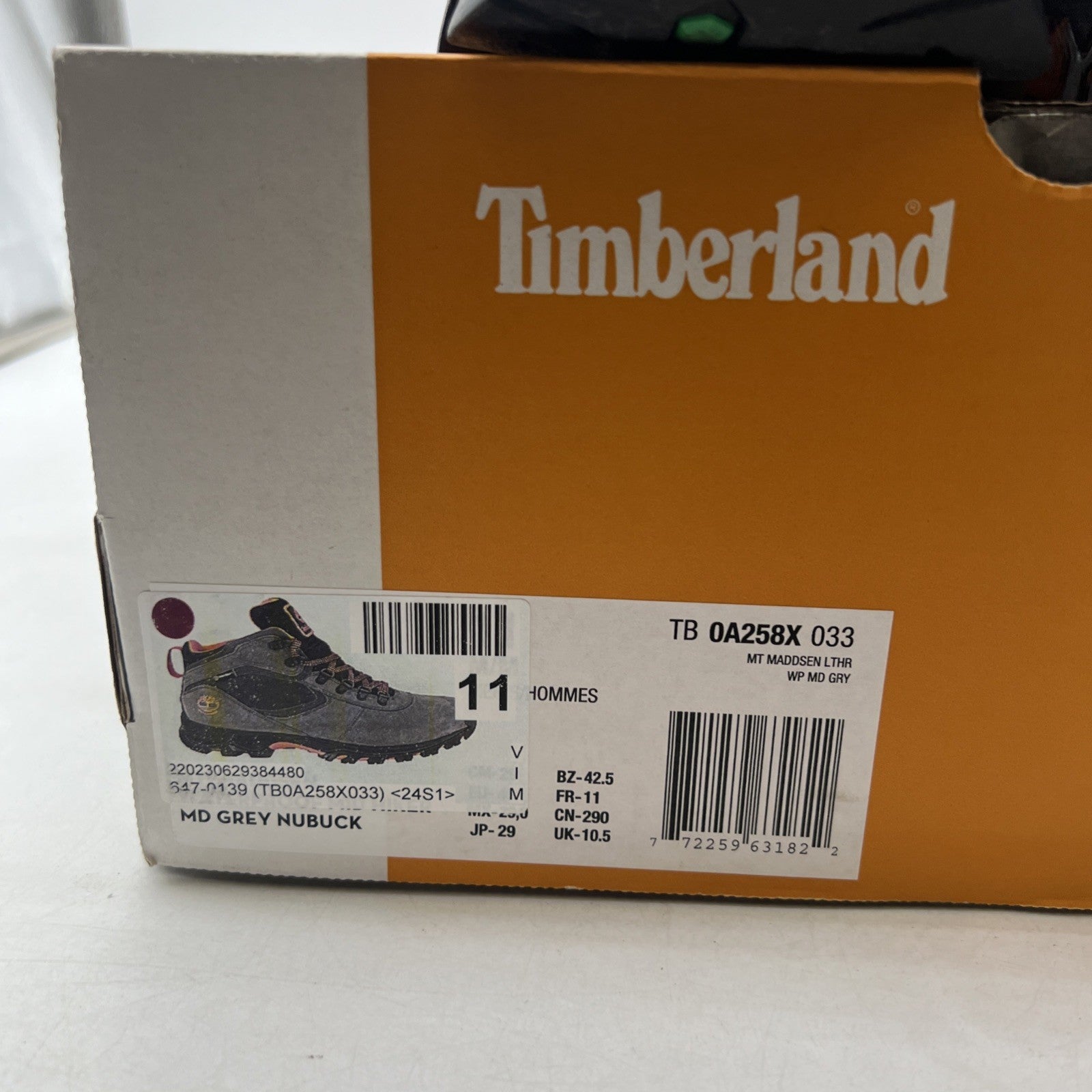 Size 11 - Timberland Mt Maddsen Waterproof Mid Hiker Boot Grey (TB0A258X 033)