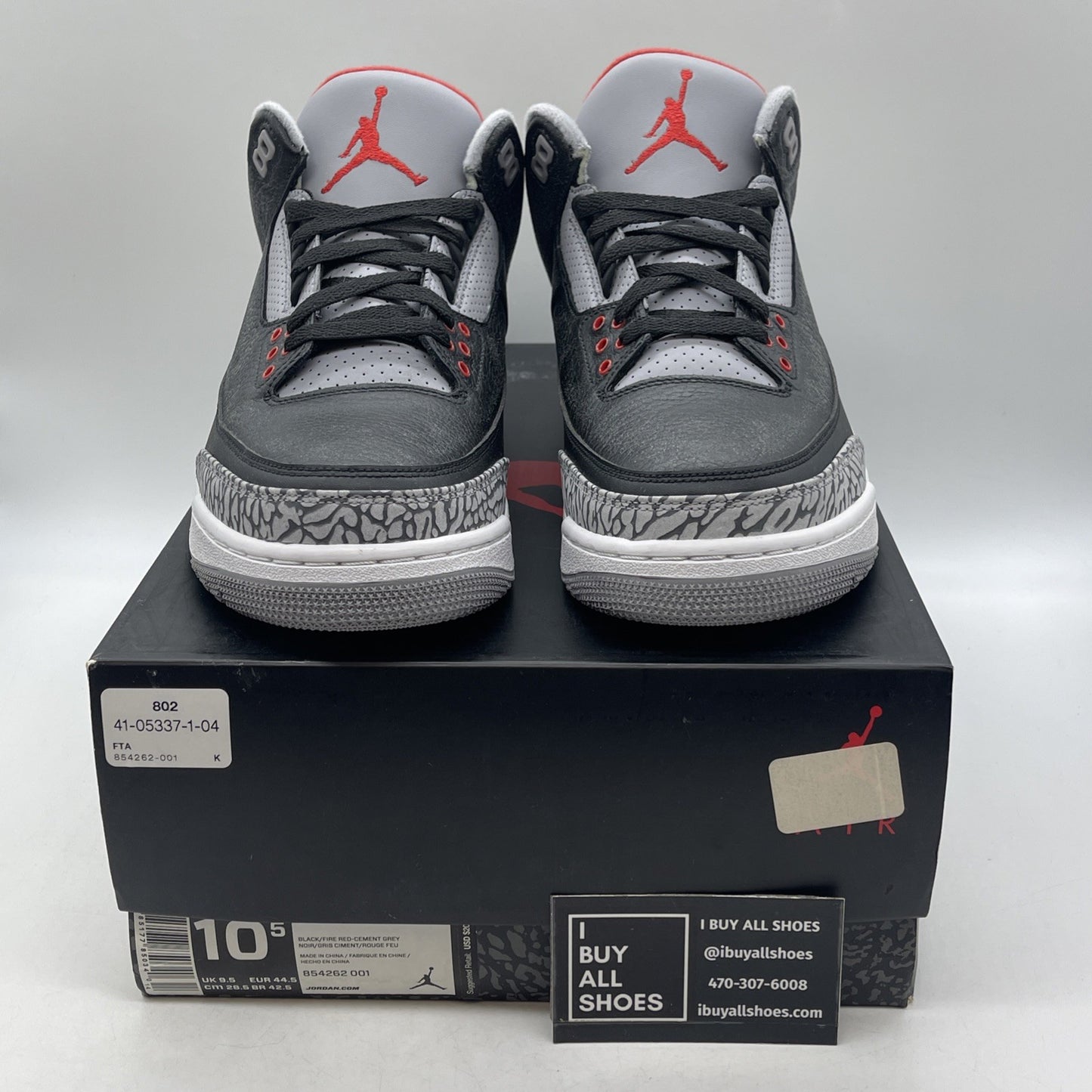 Size 10.5 - Air Jordan 3 Retro OG Mid Black Cement (854262-001)