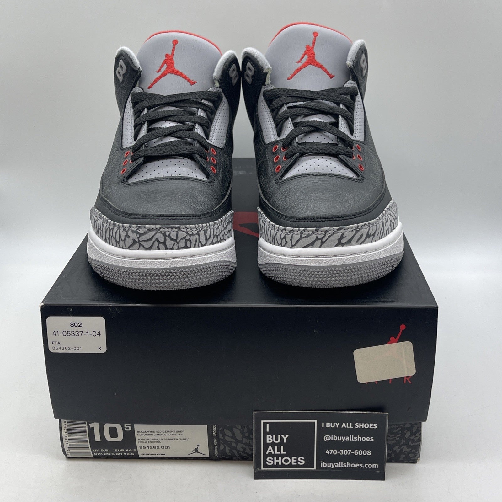 Size 10.5 - Air Jordan 3 Retro OG Mid Black Cement (854262-001)