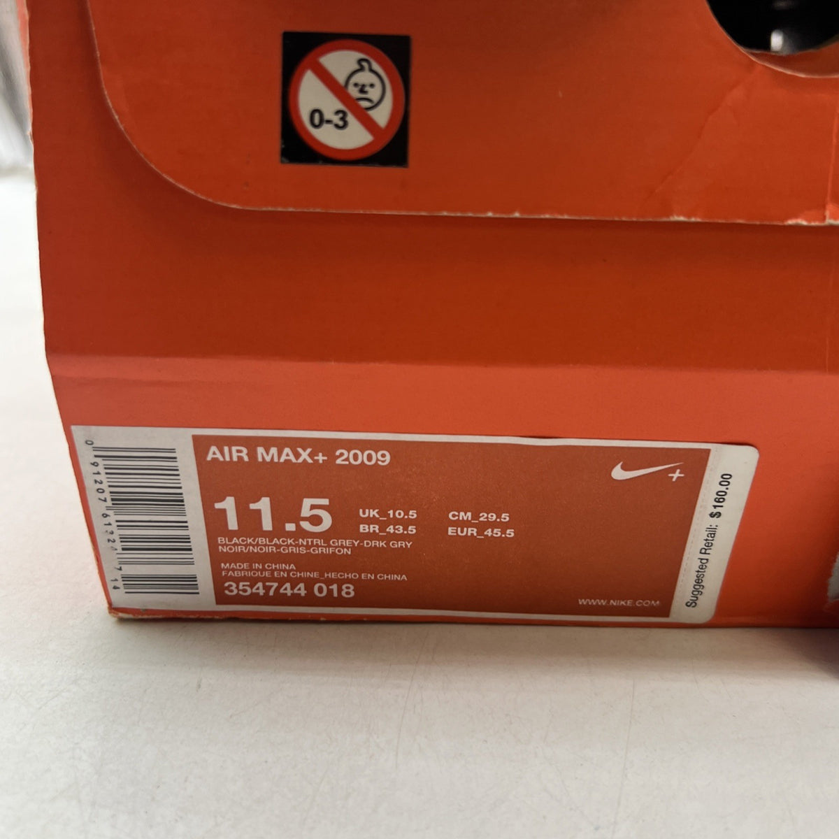 Size 11.5 - Nike Air Max+ 2009 Black (354744-018)