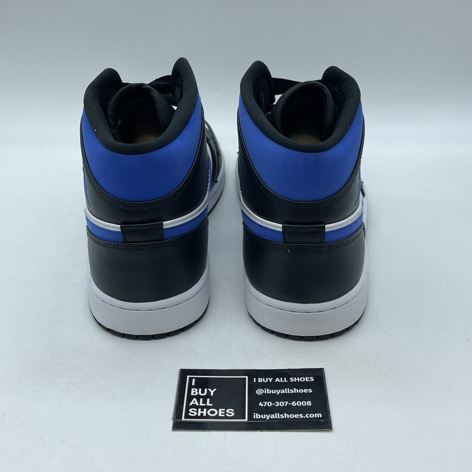 Size 11 - Air Jordan 1 Mid Racer Blue Black White Leather Suede (554724-140)