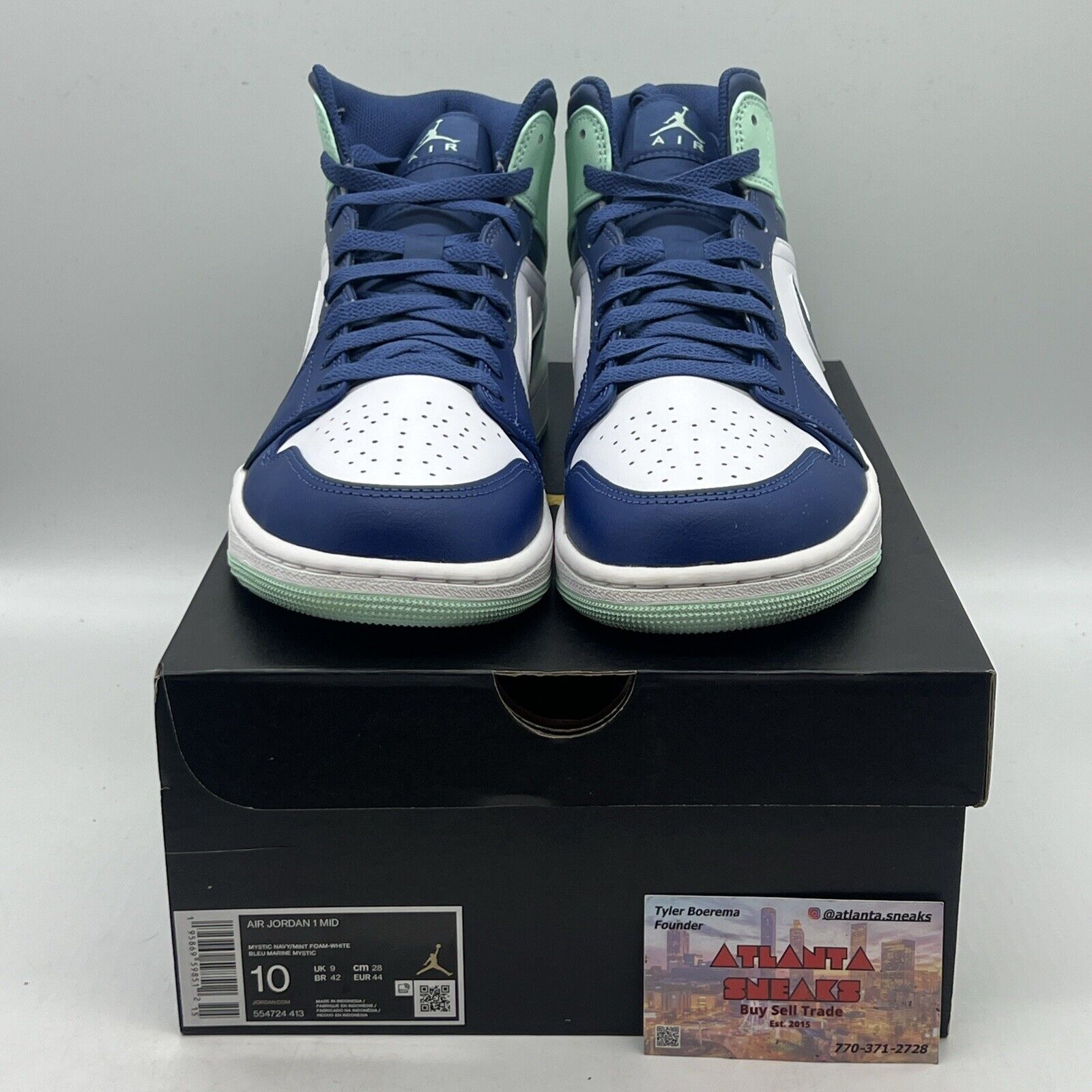 Size 10 - Jordan 1 Mid Blue Mint 2022 Brand New Og All