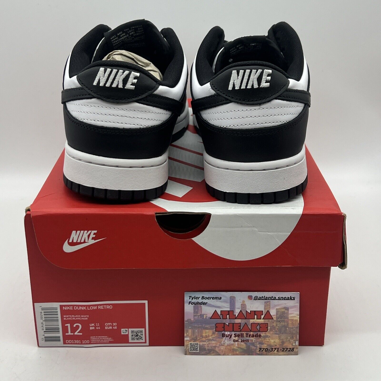 Size 12 - Nike Dunk Low Black White Brand New Og All