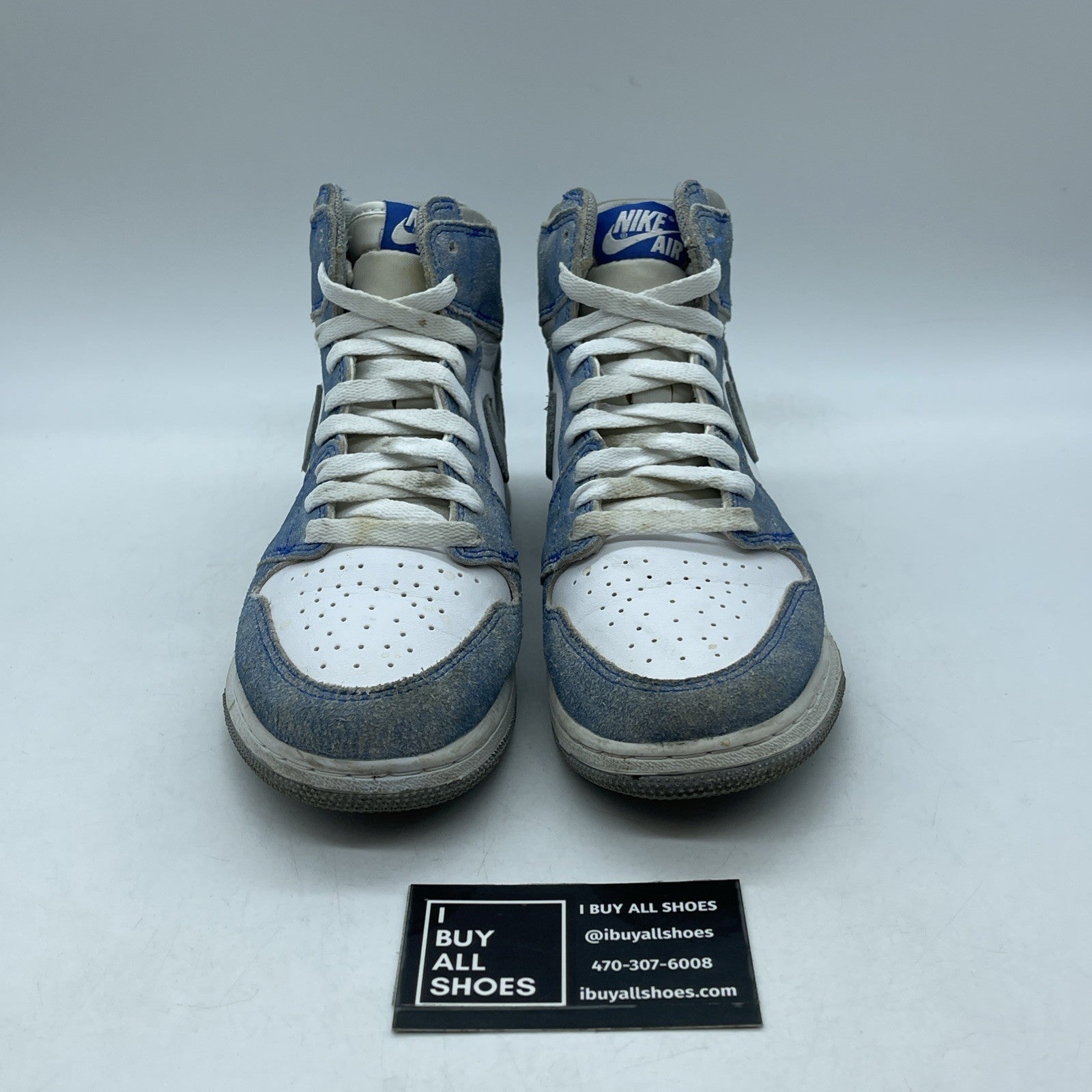 Size 5Y (GS) - Jordan 1 Retro OG High Hyper Royal Grey Suede (575441-402)