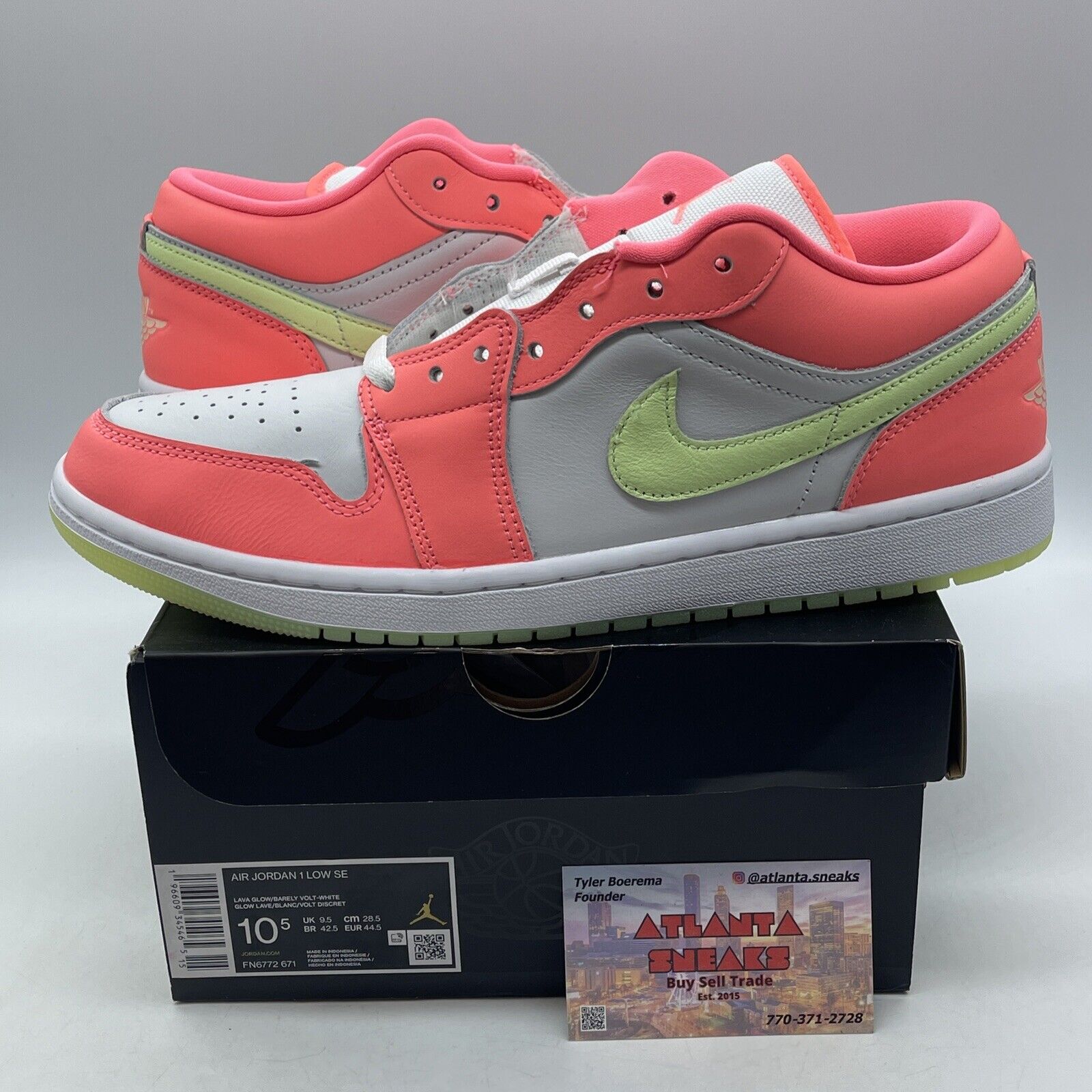 Size 10.5 - Air Jordan 1 SE Low Lava Glow Pink White Green Leather (FN6772-671)