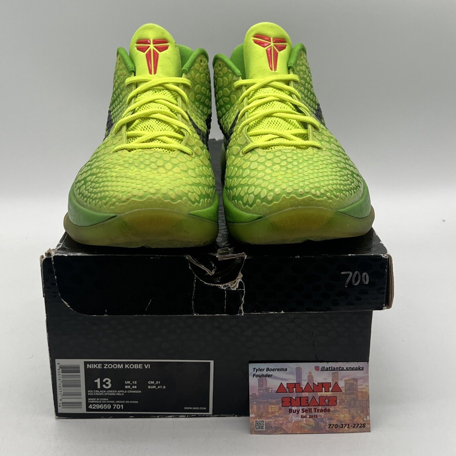 Size 13 - Nike Zoom Kobe 6 2010 Grinch Black Red (429659-701)