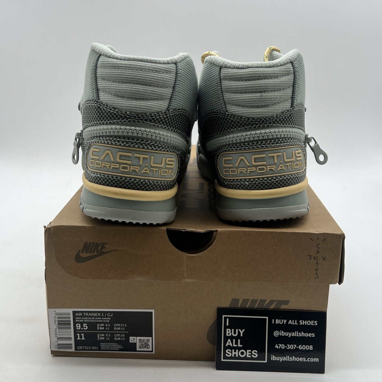 Size 9.5 - Nike Travis Scott x Air Trainer 1 SP Gray (DR7515-001)