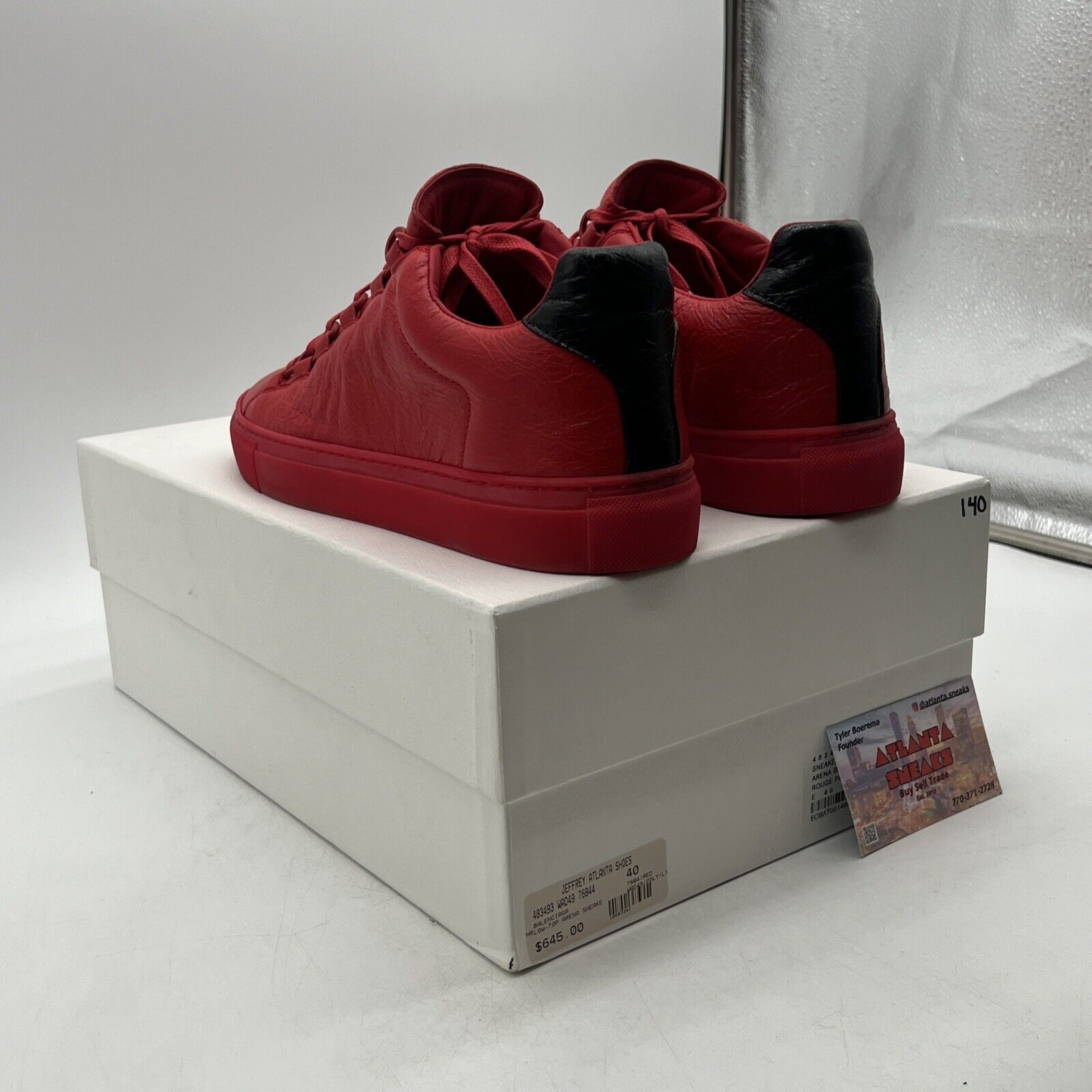 Size 7 - BALENCIAGA ARENA LOW TOP RED SNEAKERS