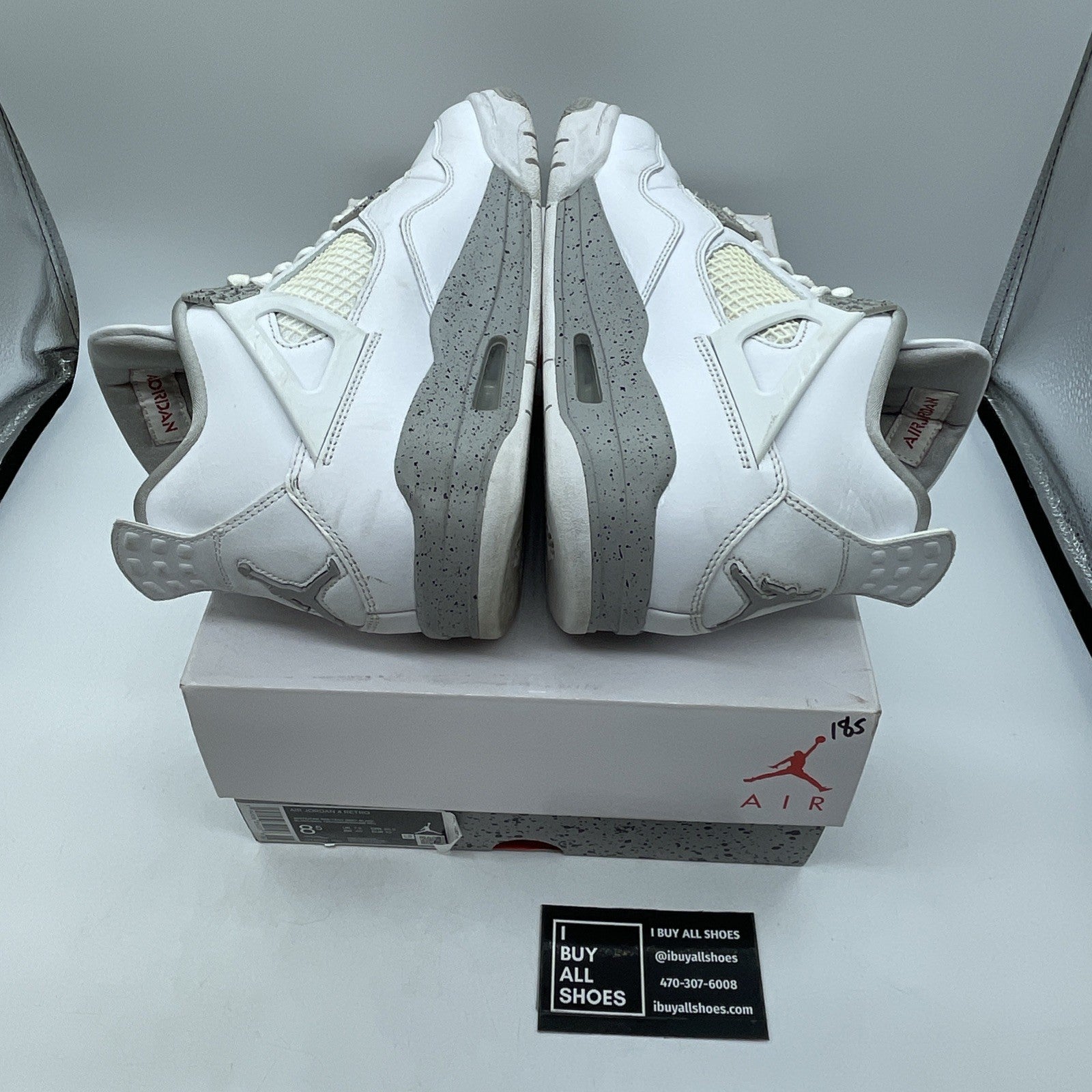Size 8.5 - Jordan 4 Retro Mid White Oreo Grey Leather (CT8527-100)