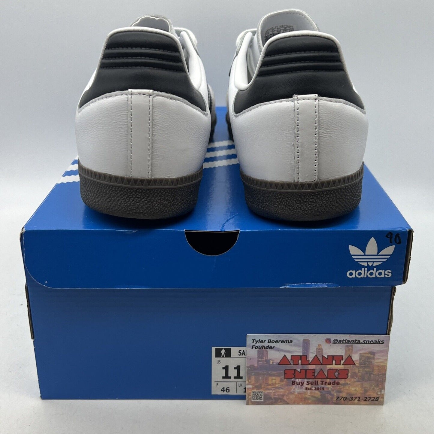 Size 11.5 - adidas Samba Classic White White Grey Black Leather (B75806)