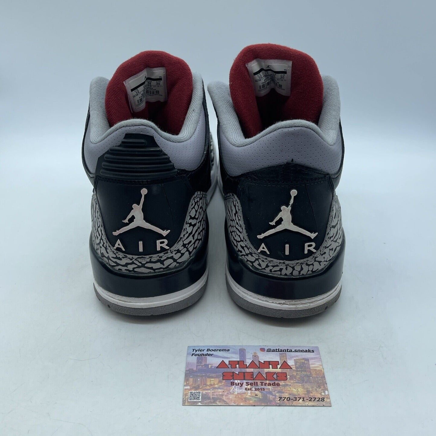 Size 12 - Jordan 3 Retro release Black Leather Grey Suede (136064-010)