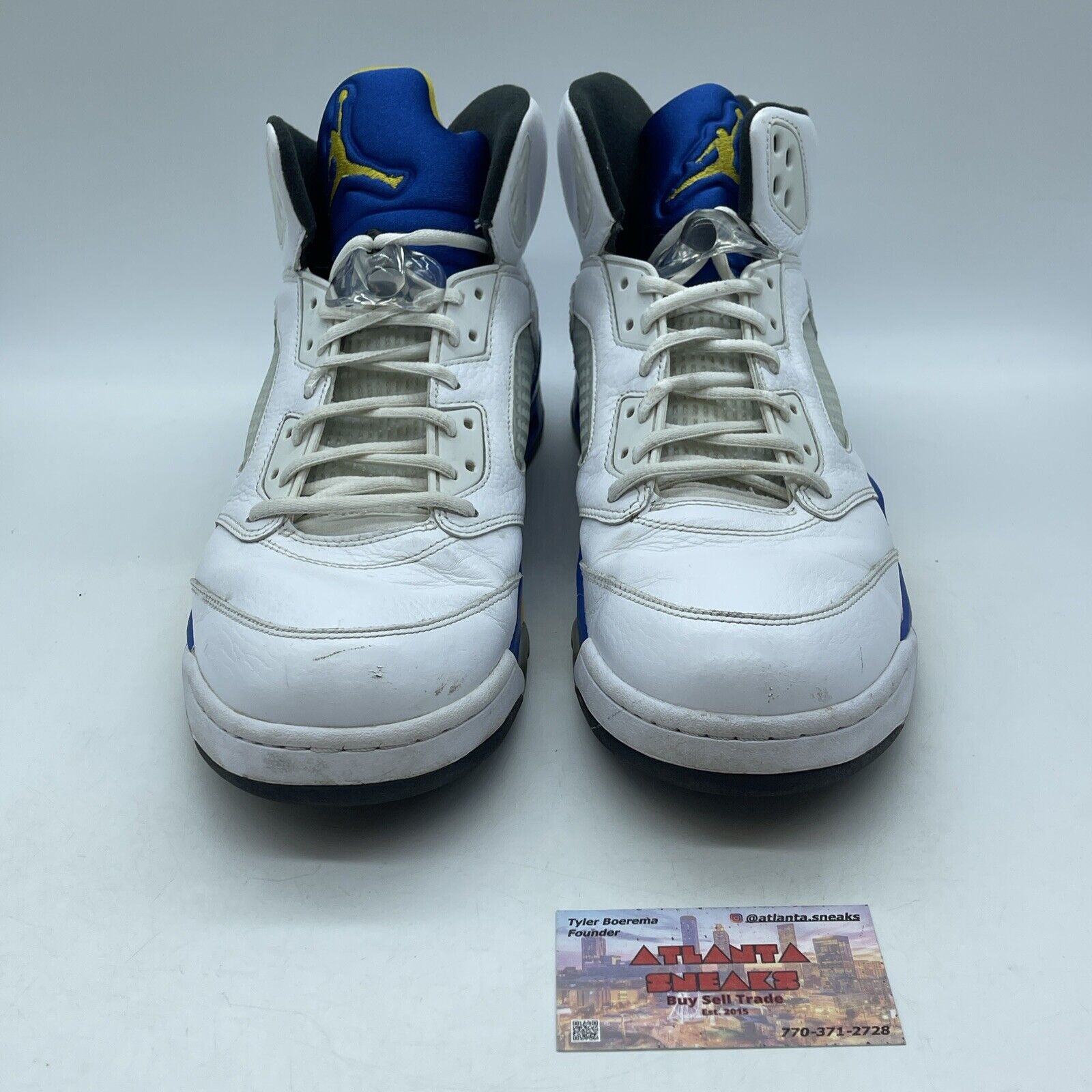 Size 13 - Air Jordan 5 Retro 2013 Laney Yellow Blue White Leather (136027-189)