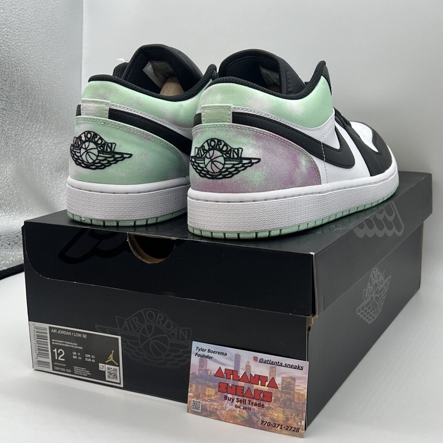 Size 12 - Jordan 1 Low SE Tie Dye Og All Brand New Mint Black Leather White