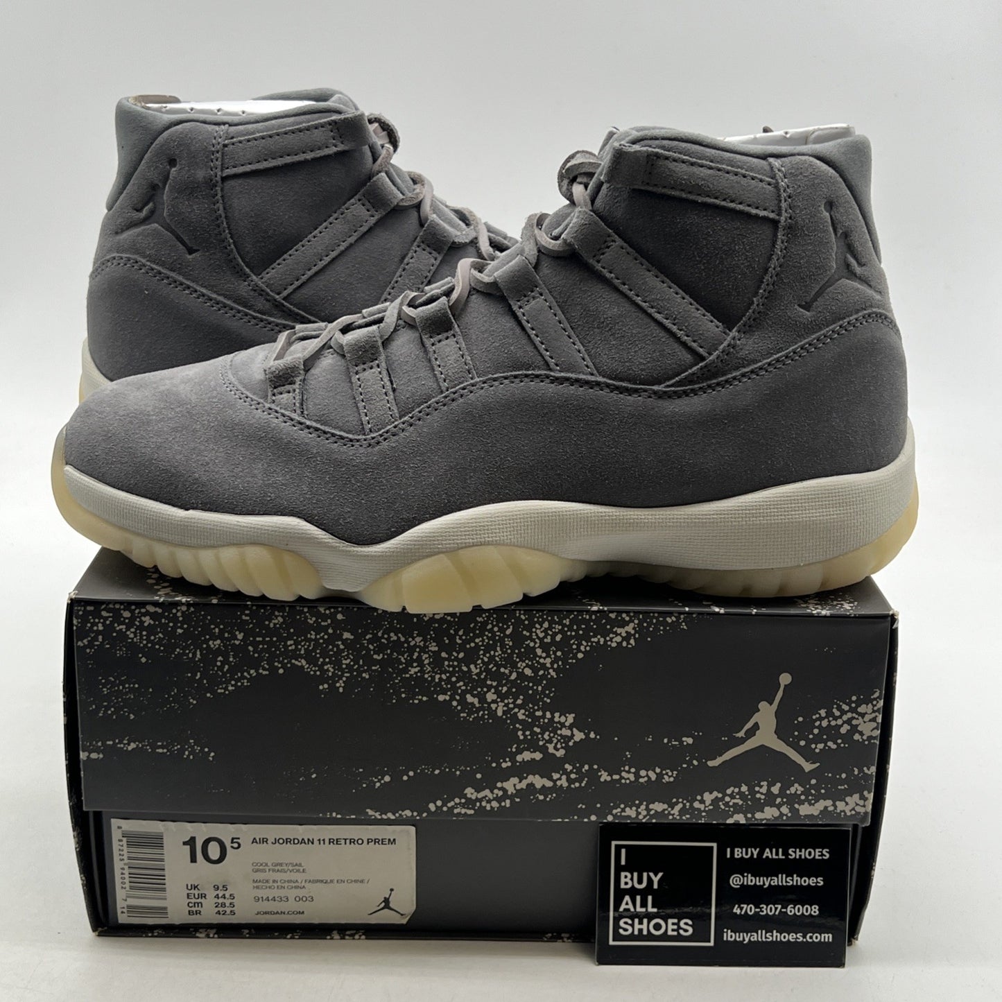 Size 10.5 - Air Jordan 11 Retro Premium Grey Suede (914433-003)