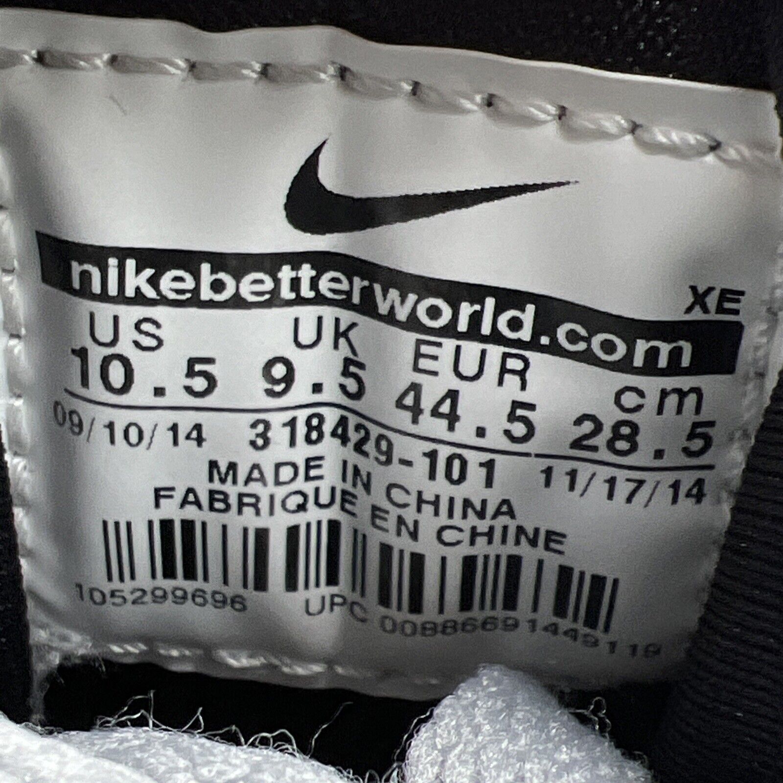 Size 10.5 - Nike Air Huarache White Black Grey (318429-101)