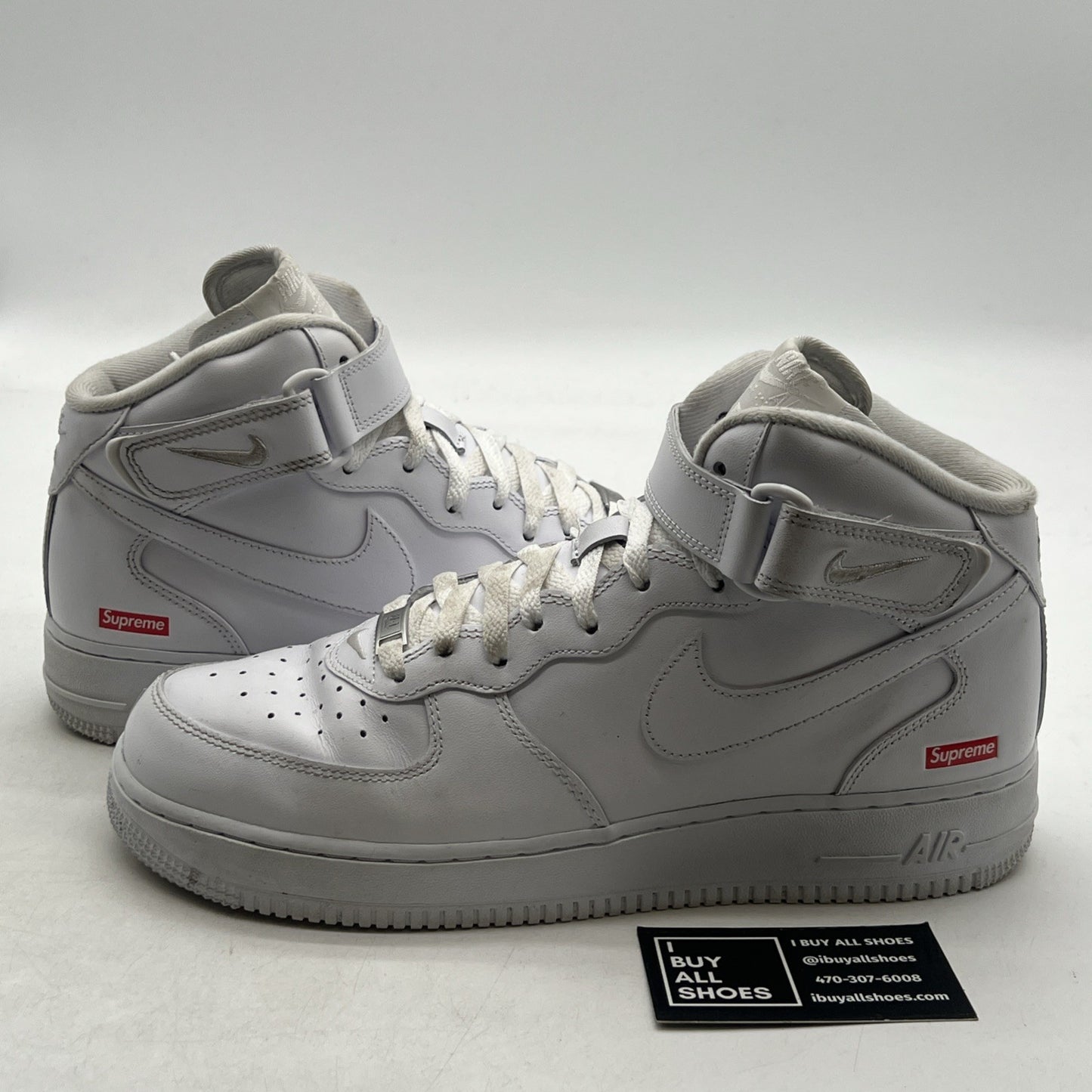 Size 10 - Nike Supreme x Air Force 1 Mid Box Logo - Triple White (FZ8784-100)