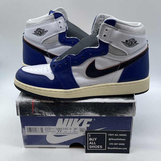 Size 7Y - Nike Air Jordan 1 High Rare Air Blue White Leather (FD1437-100(