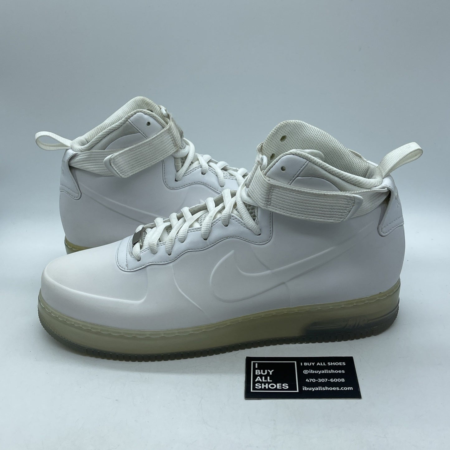 Size 12.5 - Nike Air Force 1 Foamposite Foamposite White Leather (415419-100)