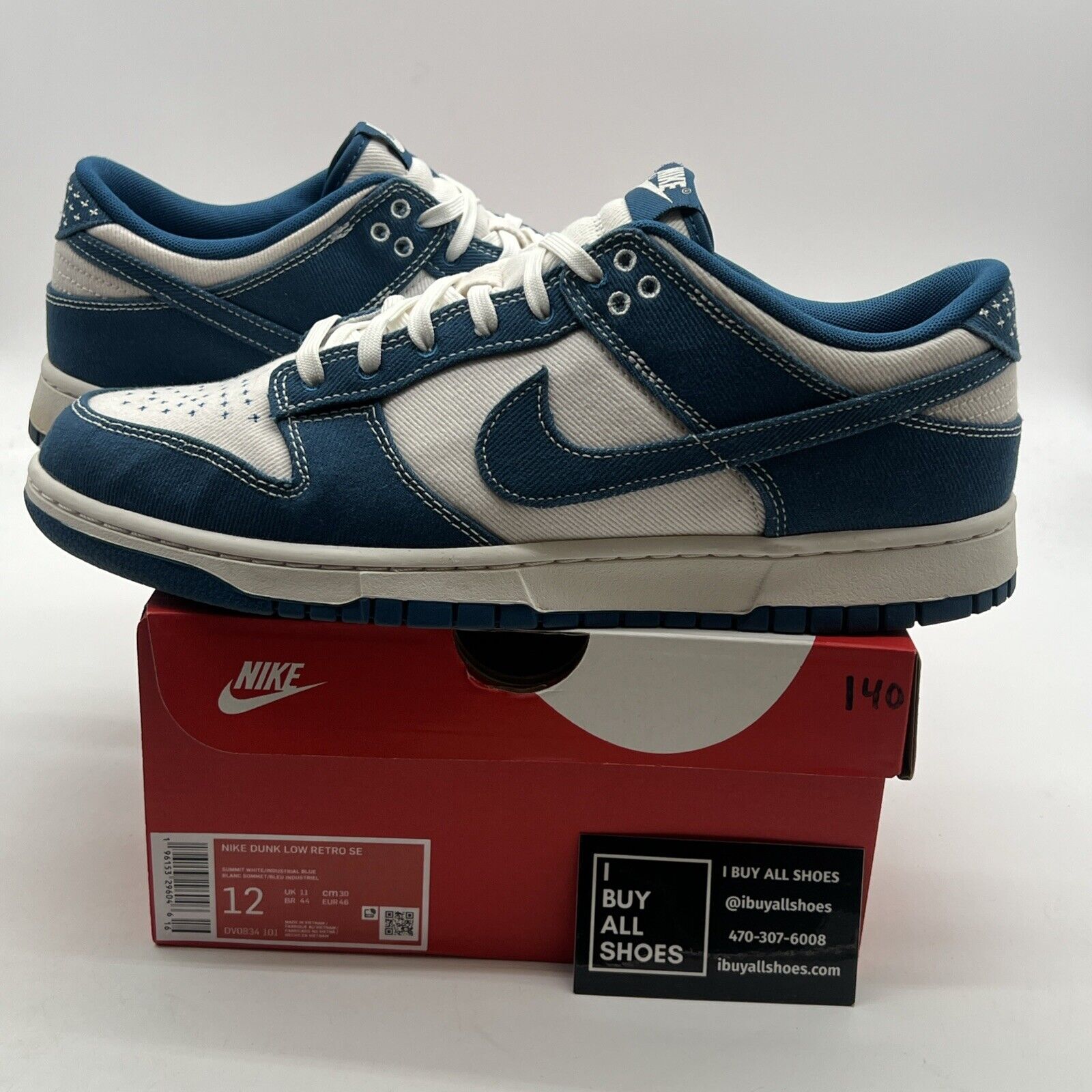 Size 12 - Nike Dunk Low SE Sashiko - Industrial Blue (DV0834-101)
