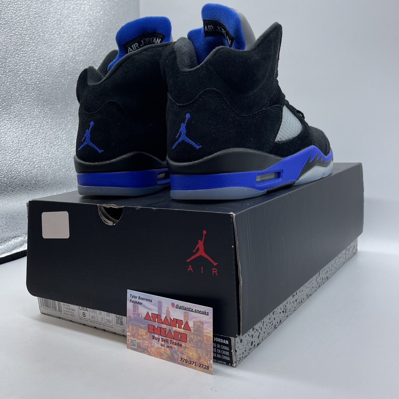 Size 8 - Jordan 5 Retro Mid Racer Blue Black Silver Suede (CT4838-004)