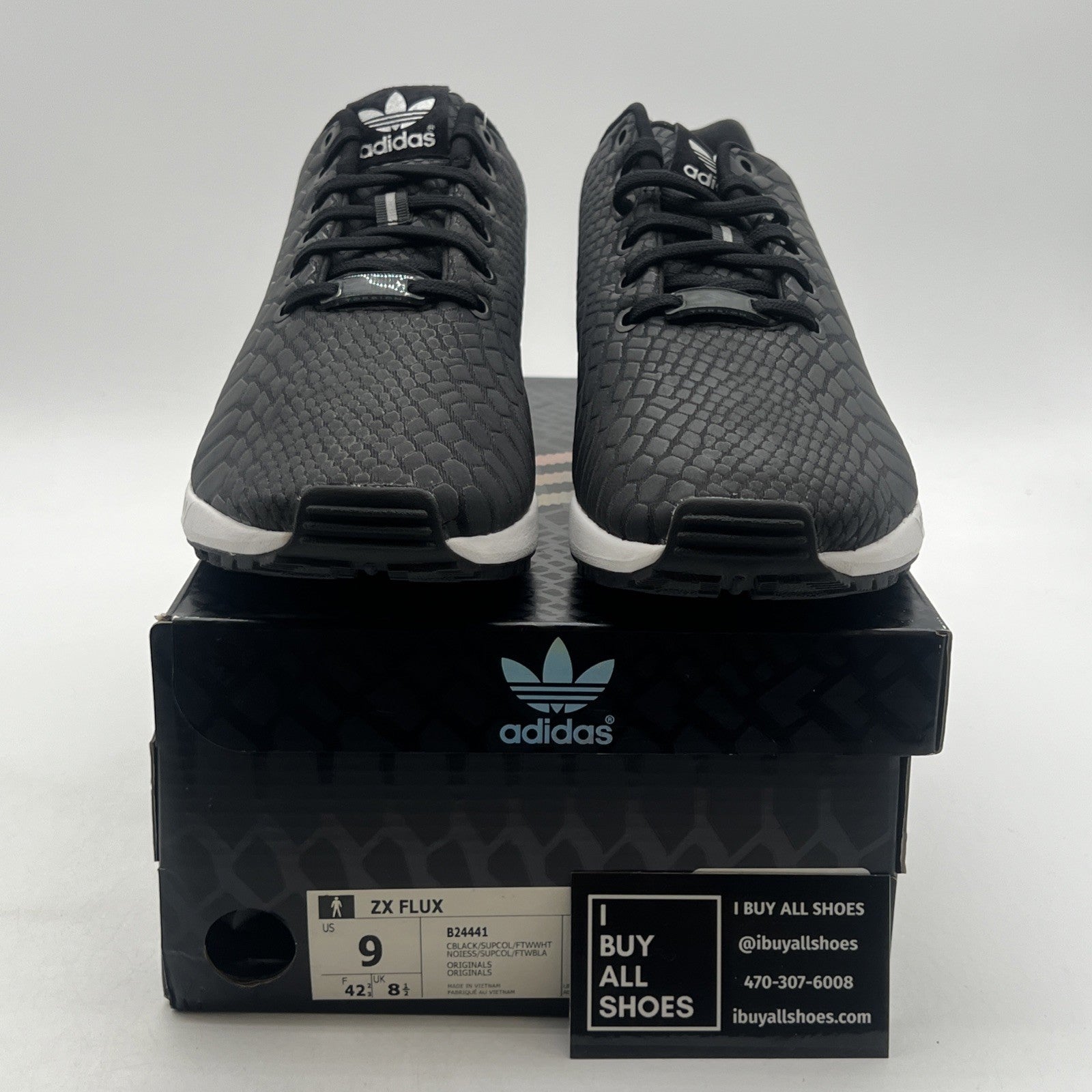 Size 9 - Adidas ZX Flux Black Xeno Reflective (B24441)