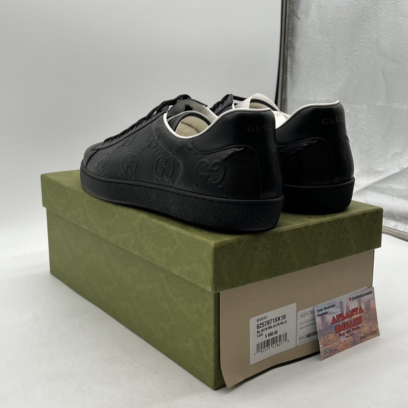 Size 13.5 GUCCI ACE GG EMBOSSED LEATHER SNEAKER SHOES