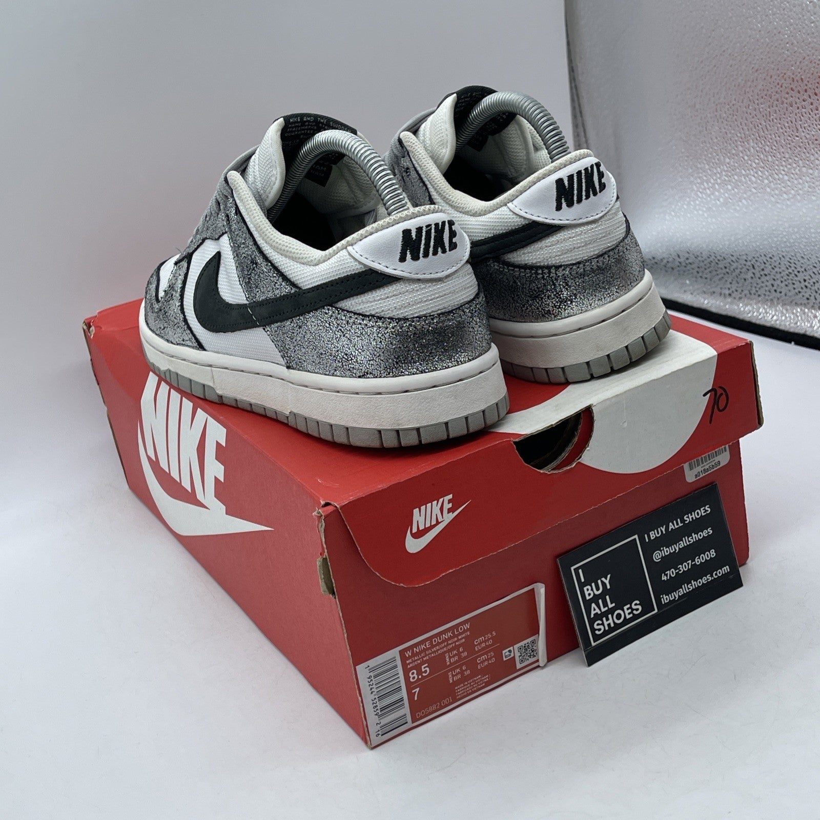 Size 8.5W - Nike Dunk Low Golden Gals Silver White Leather (DO5882-001)