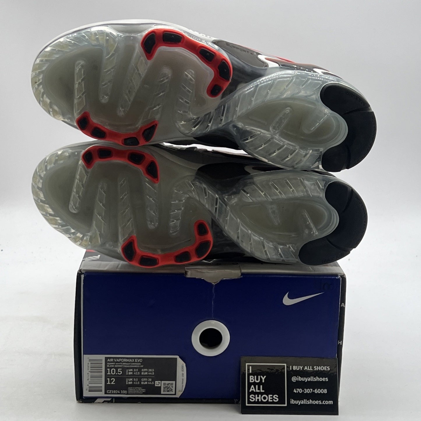 Size 10.5 - Nike Air VaporMax EVO Summit White Bright Crimson (CZ1924-100)