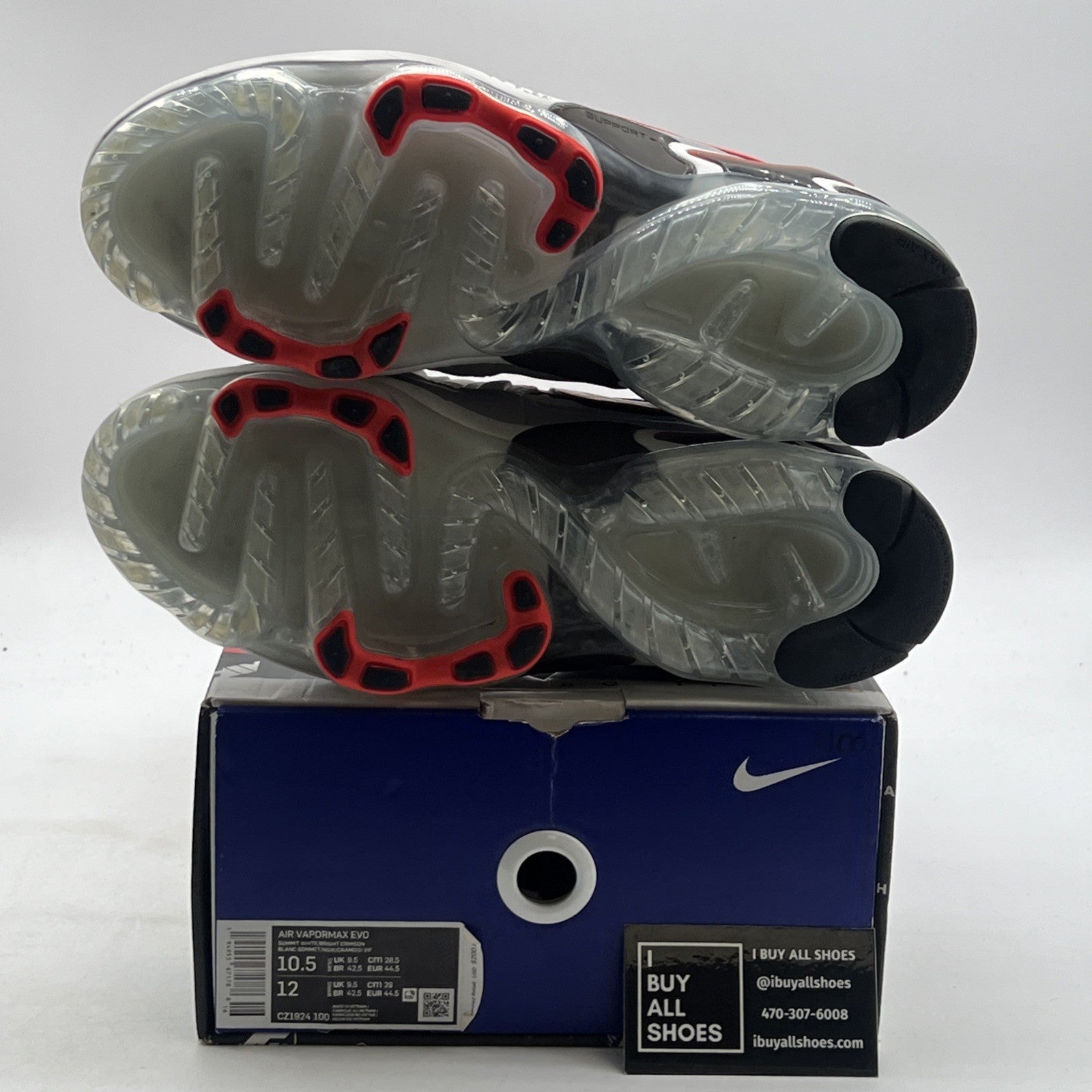Size 10.5 - Nike Air VaporMax EVO Summit White Bright Crimson (CZ1924-100)