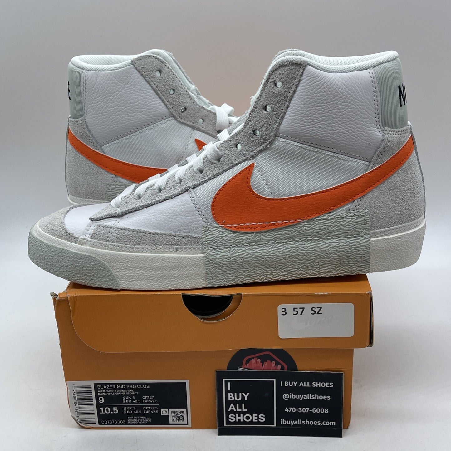 Size 9 - Nike Blazer '77 Pro Club Mid Remastered - White Safety Orange