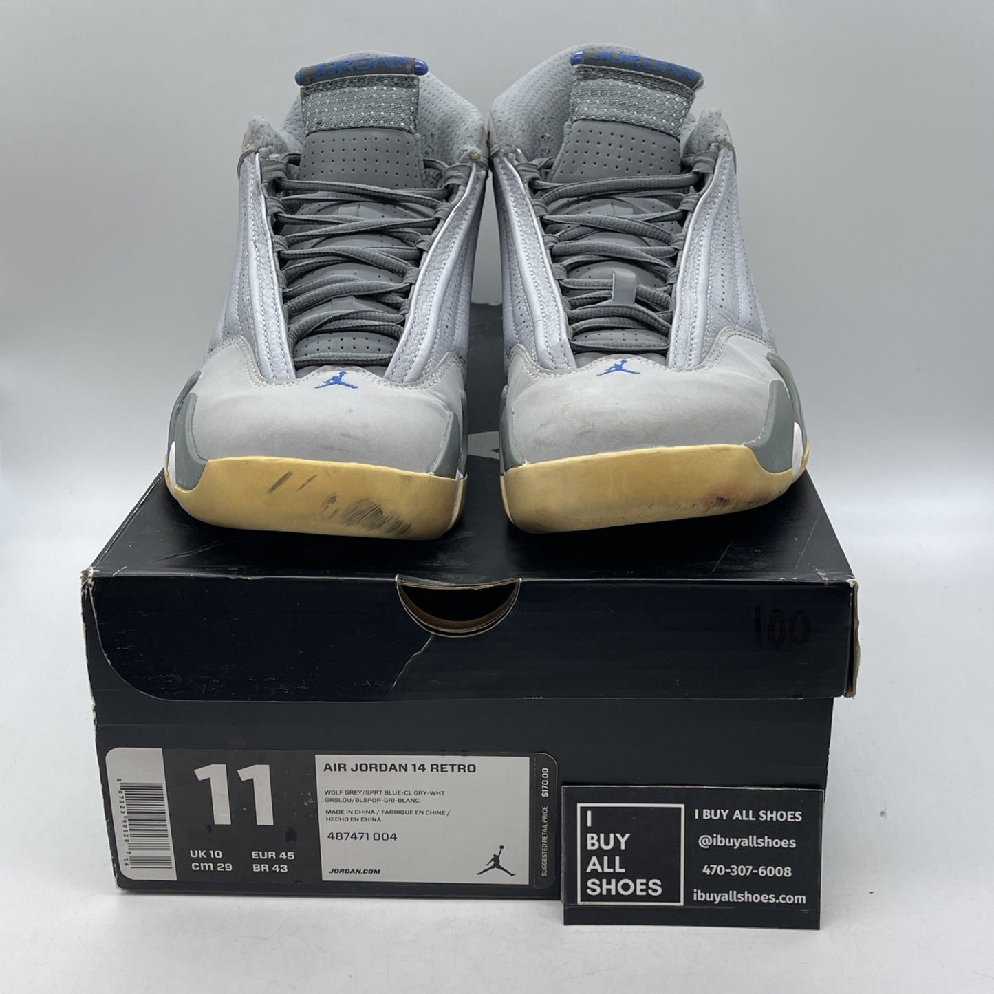 Size 11 - Air Jordan 14 Retro Wolf Grey (487471-004)
