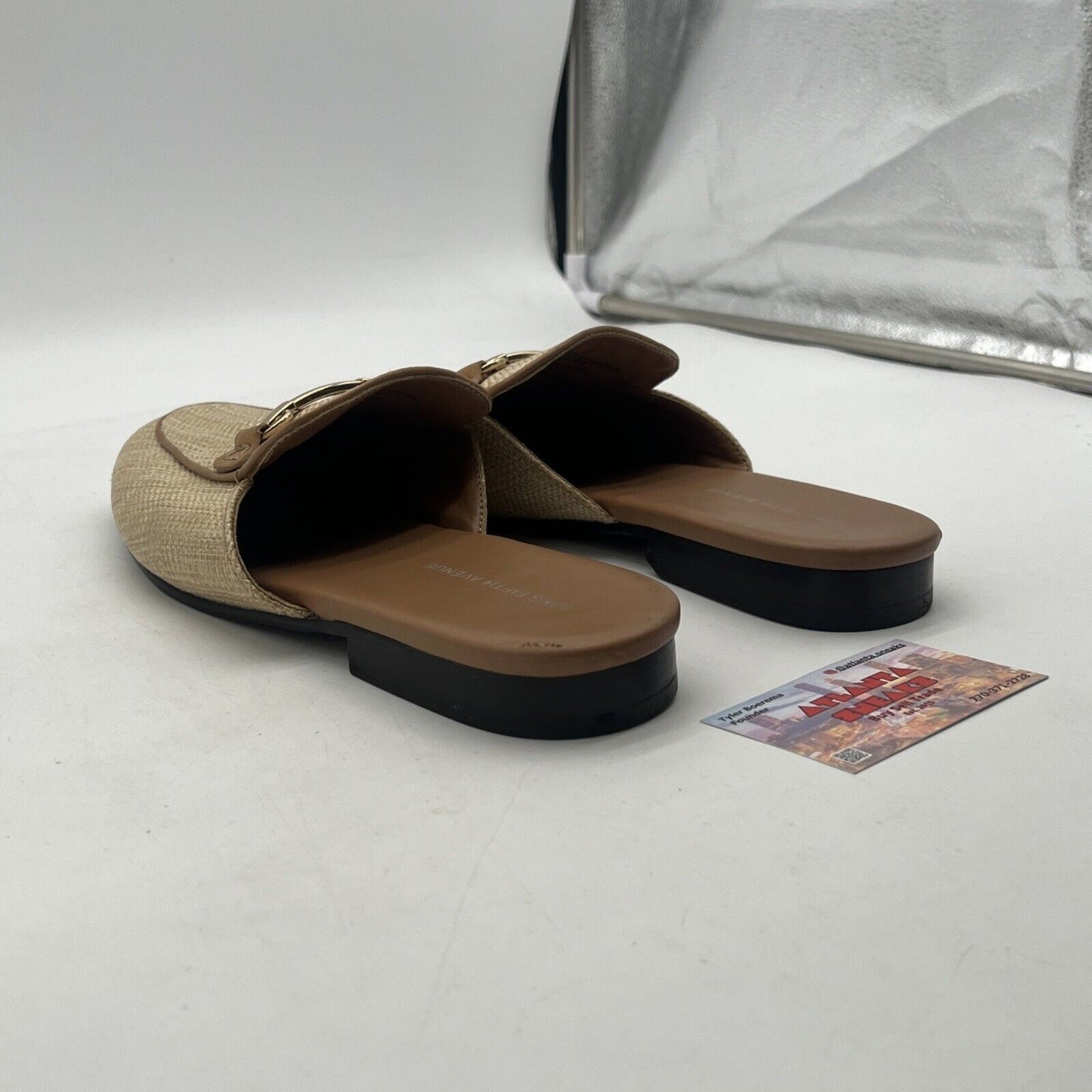 Size 10 - Saks Fifth Avenue Loafers Mens Redford Raffia Slip On Slides Straw