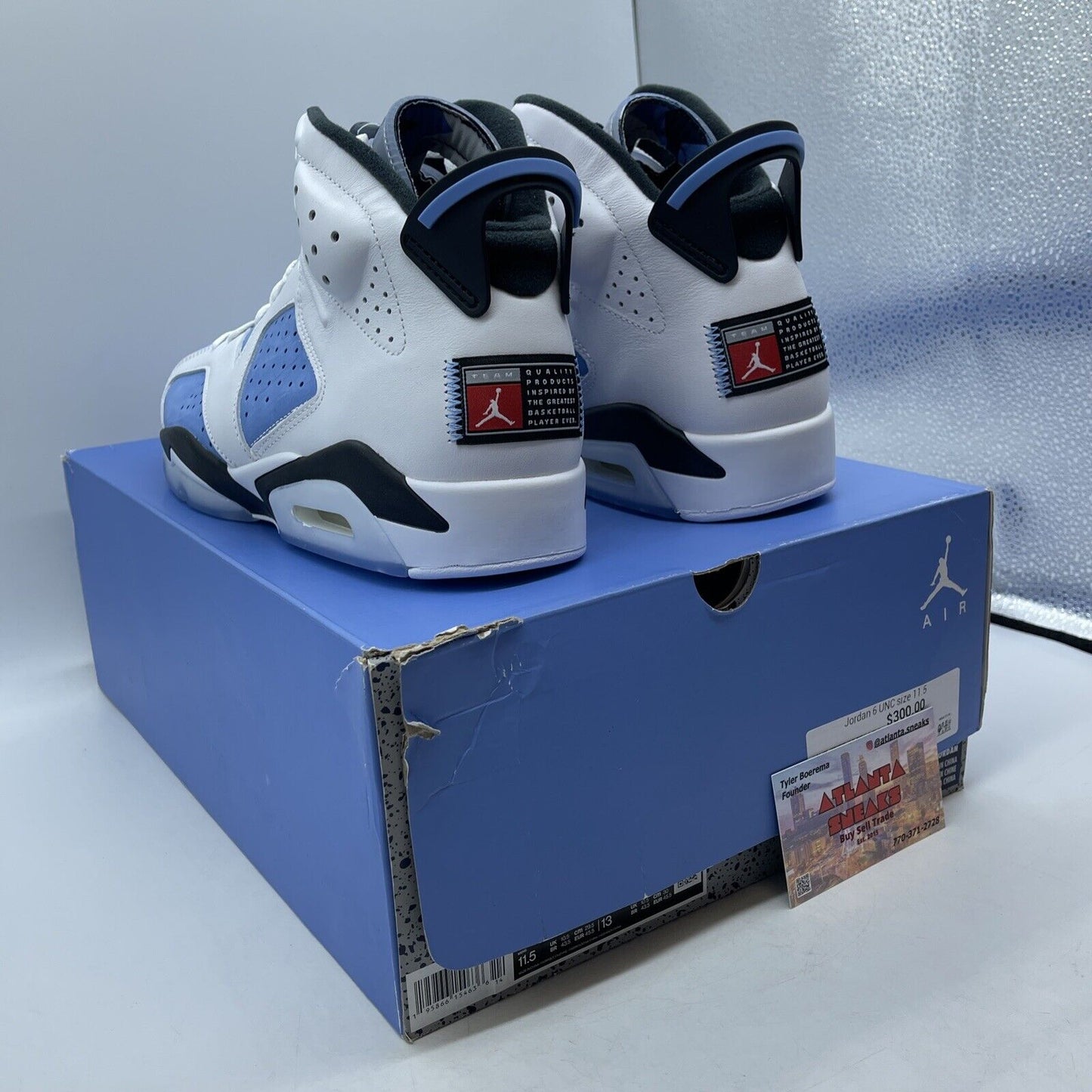 Size 11.5 - Jordan 6 Retro Mid UNC Home White Black Blue Suede (CT8529-410)