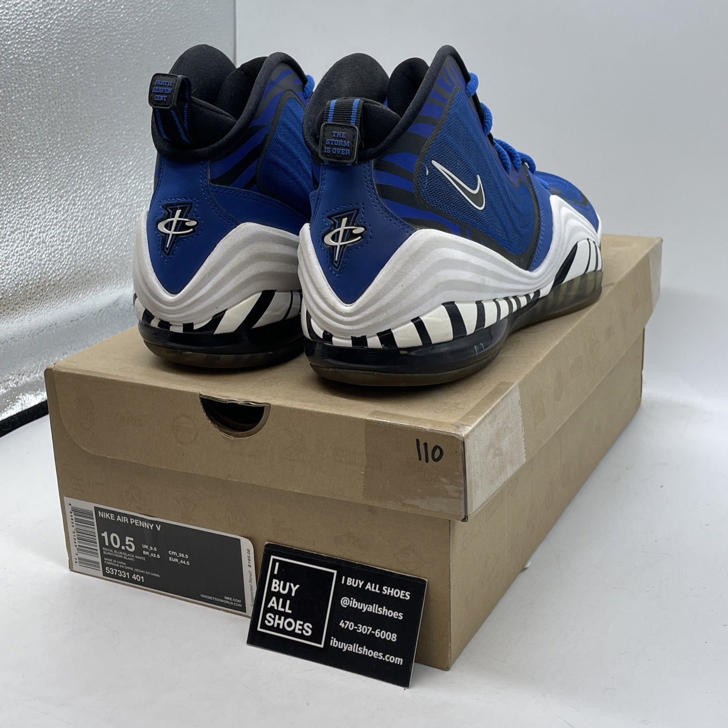Size 10.5 - Nike Air Penny 5 Memphis Tigers Blue Black Suede (537331-401)