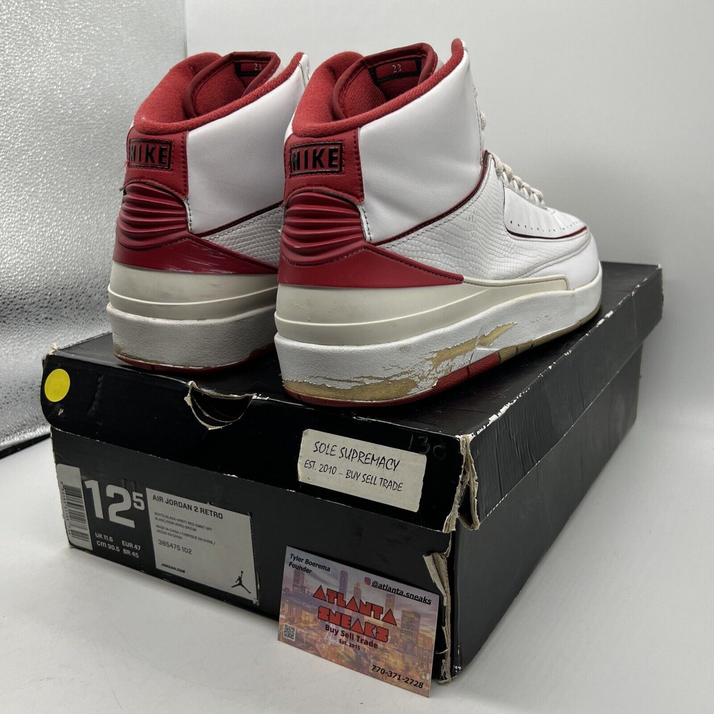 Size 12.5 - Air Jordan 2 Retro Chicago Home White Red Leather (385475-102)