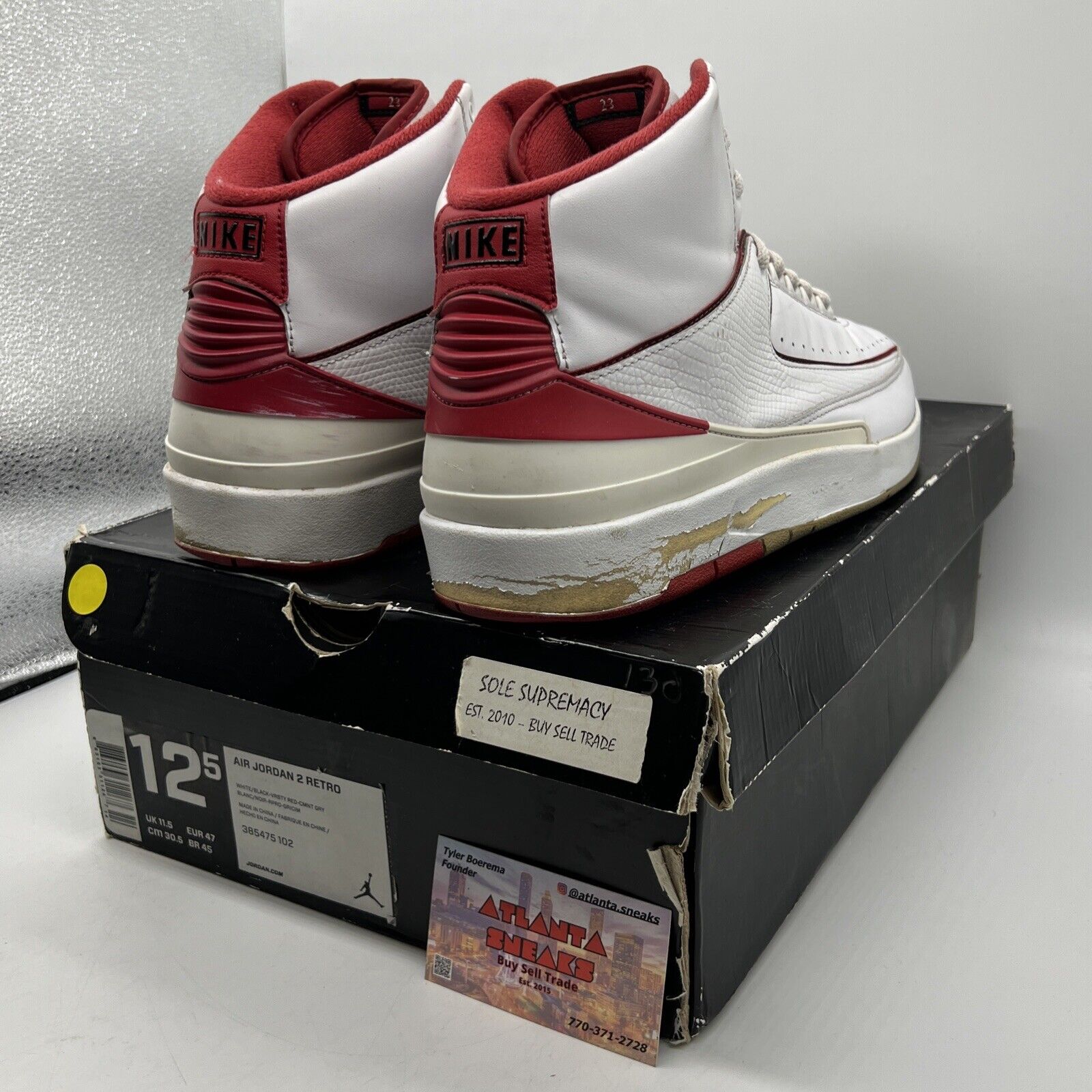 Size 12.5 - Air Jordan 2 Retro Chicago Home White Red Leather (385475-102)