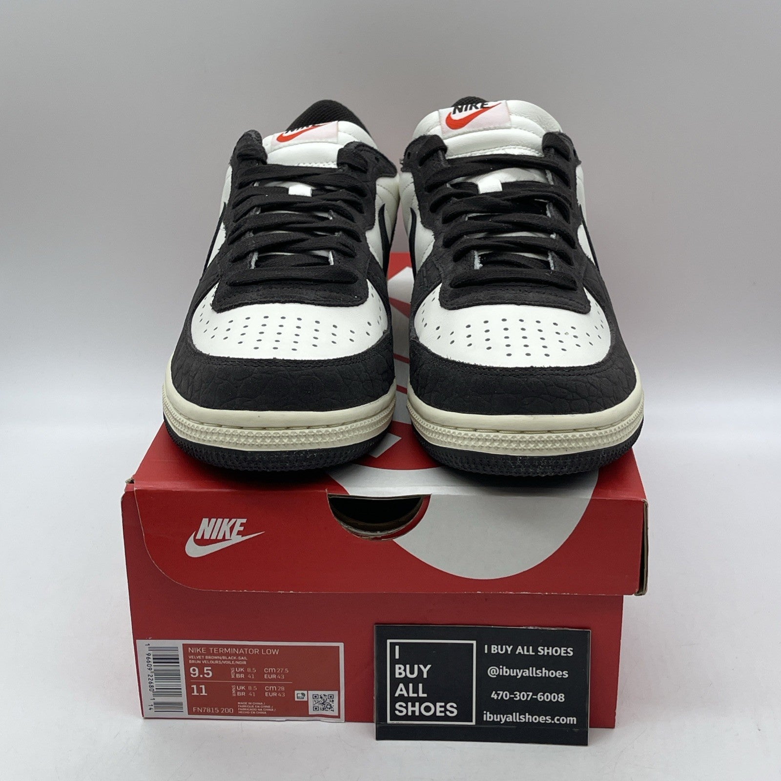 Size 9.5 - Nike Terminator Low Velvet Brown Croc Suede Leather (FN7815-200)