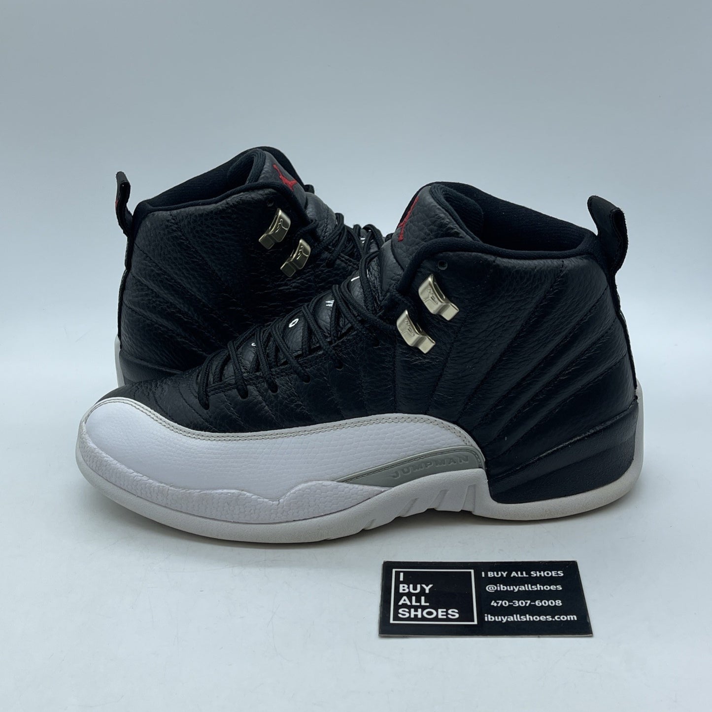 Size 8 - Jordan 12 Retro Mid Playoff Black White Grey Leather (CT8013-006)