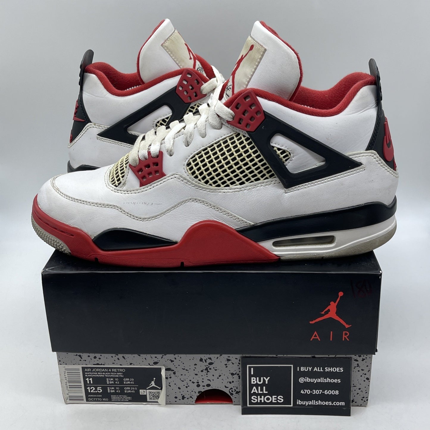 Size 11 - Jordan 4 Retro OG Mid Fire Red White Black Leather (DC7770-160)