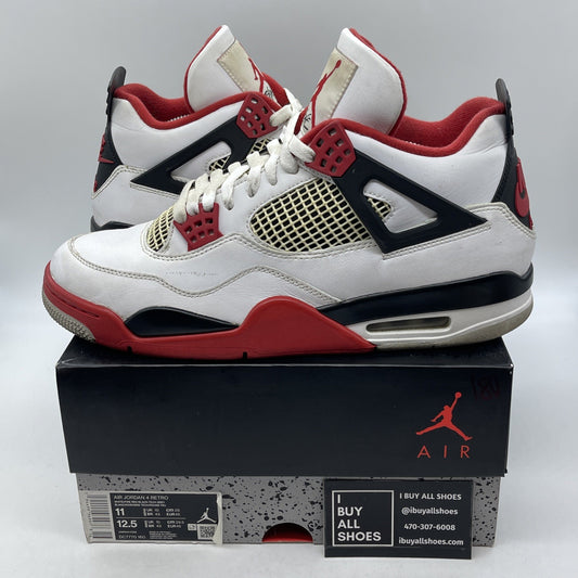 Size 11 - Jordan 4 Retro OG Mid Fire Red White Black Leather (DC7770-160)