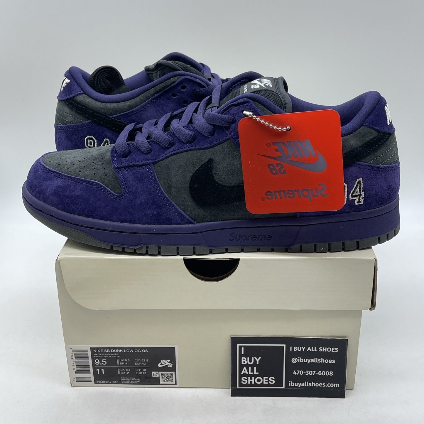 Size 9.5 - Supreme x Nike Dunk SB Low Ink (HQ8487-500)