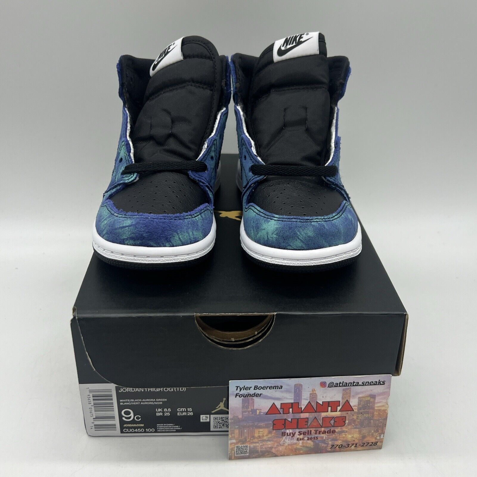 Brand New KIDS Air Jordan 1 High OG Tie Dye TD size 9C (CU0450-100) Brand New DS