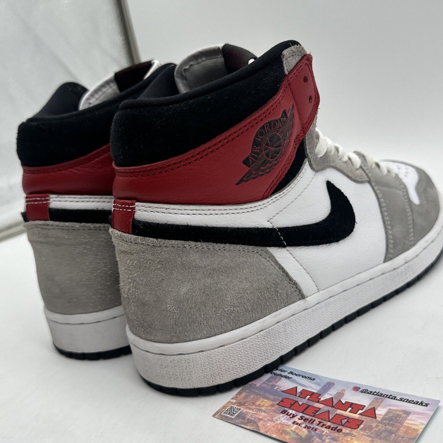 Size 11 - Jordan 1 Retro High OG Smoke Gray 2020 Red Leather Deep Suede White