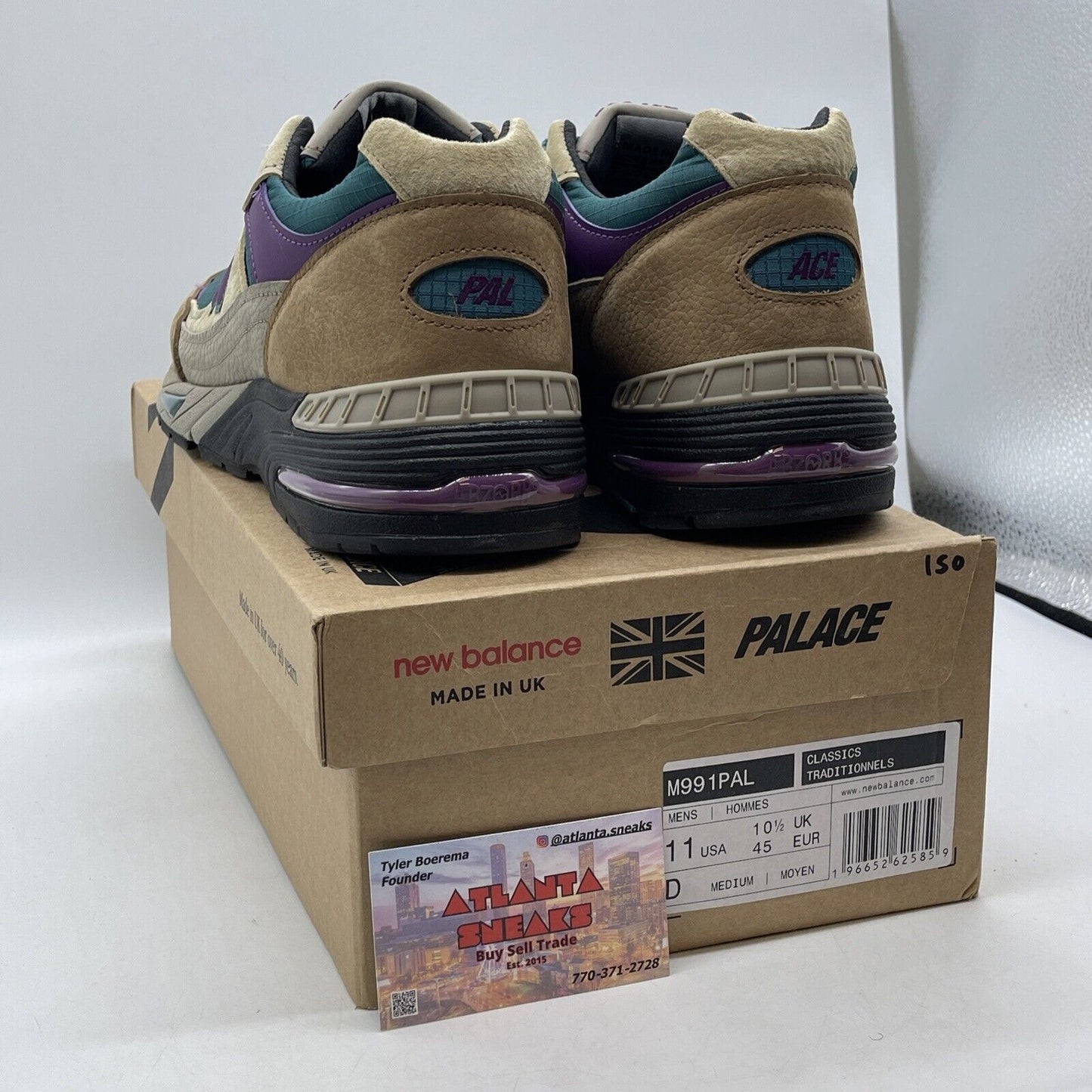 Size 10 - New Balance Palace x 991 Made in England Taos Taupe Grape (M991PAL)