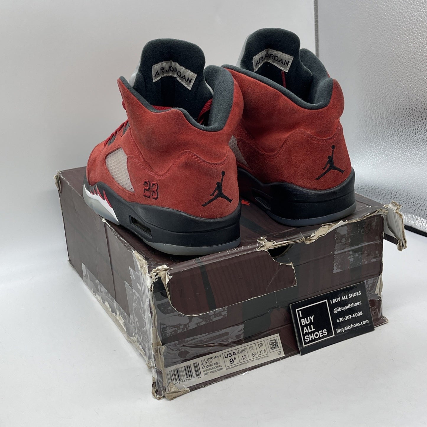 Size 9.5 - Jordan 5 Retro Mid Raging Bull Red Black Suede (DD0587-600)
