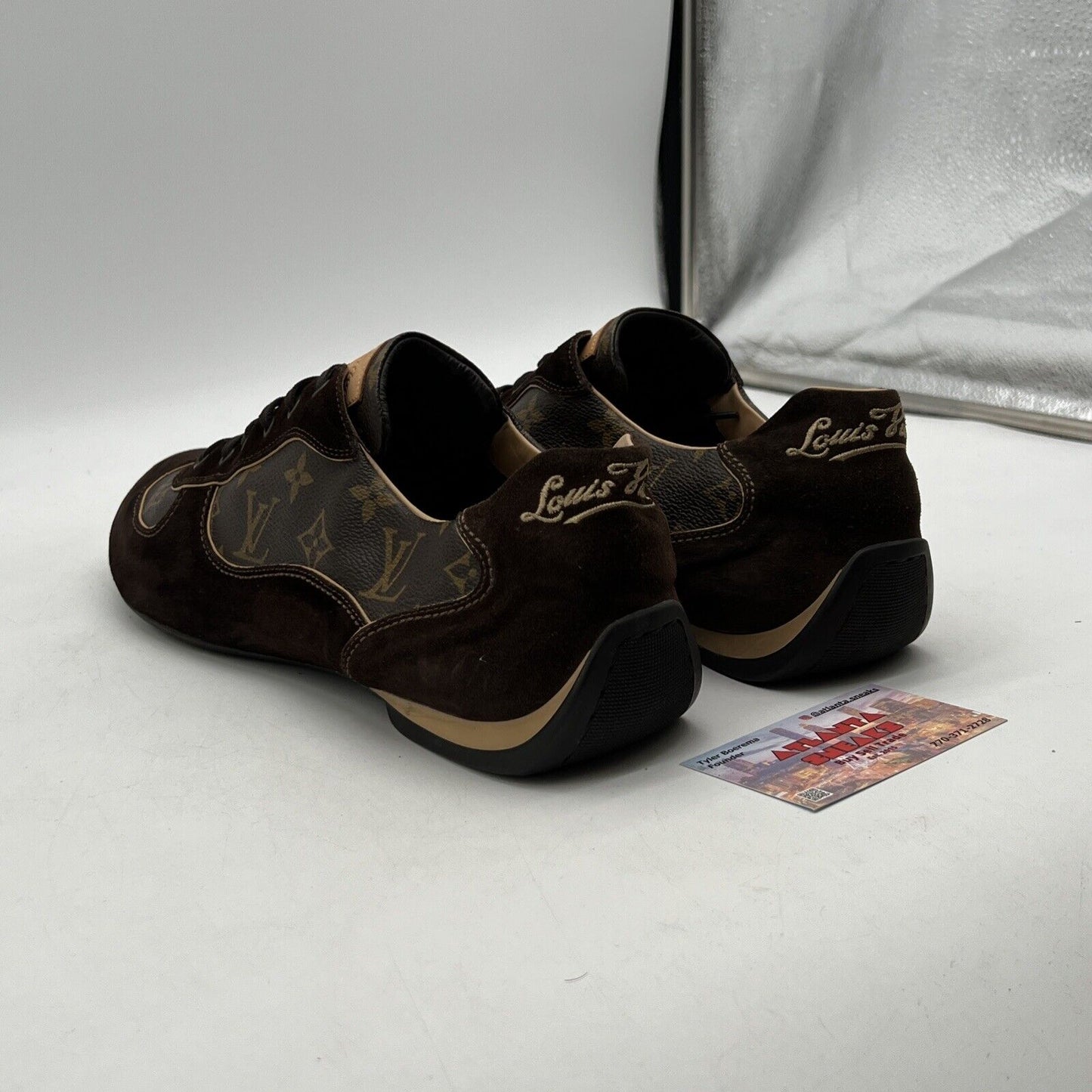 Size 13.5 - Louis Vuitton Suede Low Top Monogram sneakers Authentic