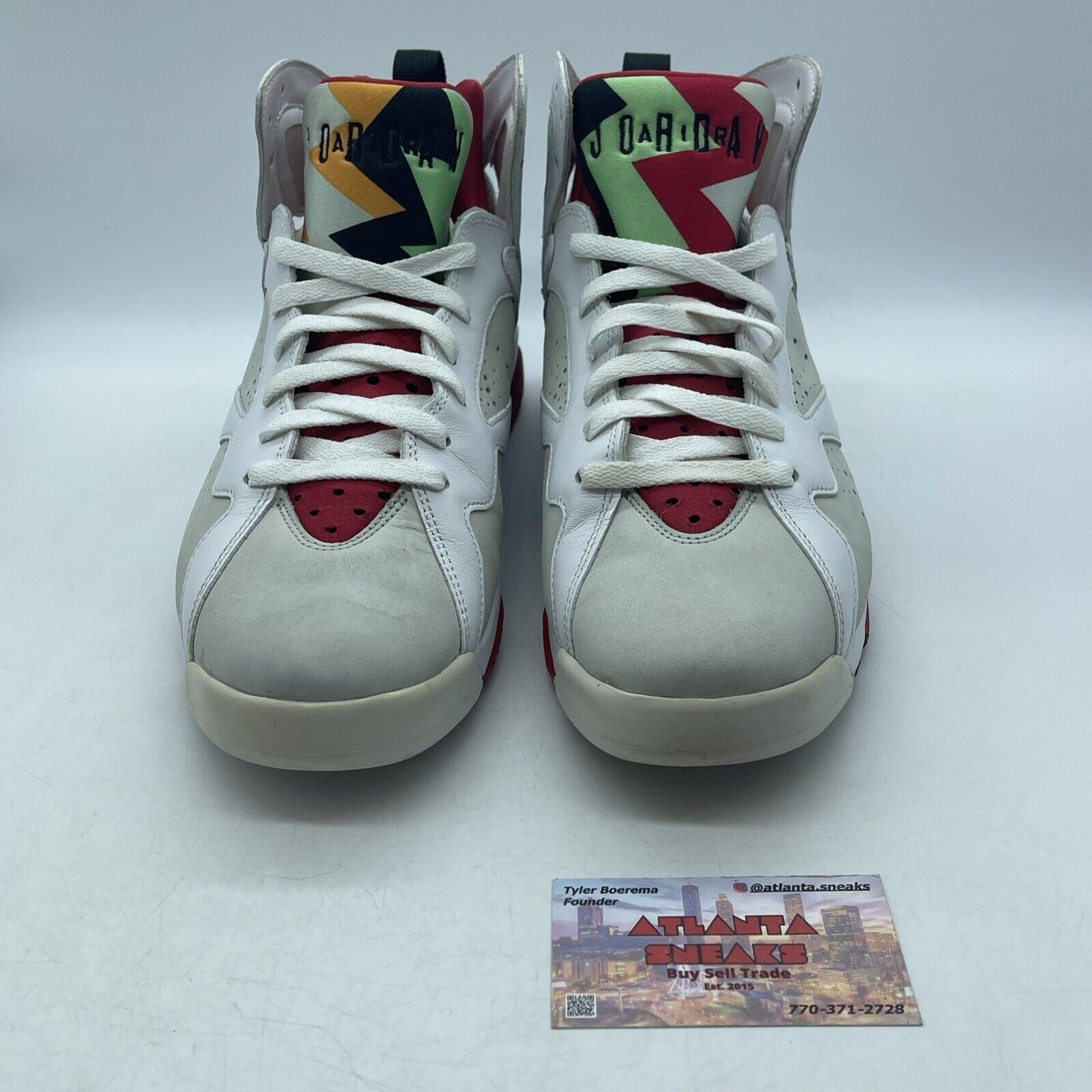 Size 10.5 - Air Jordan 7 Retro 2015 Hare White Red Black Green (304775-125)