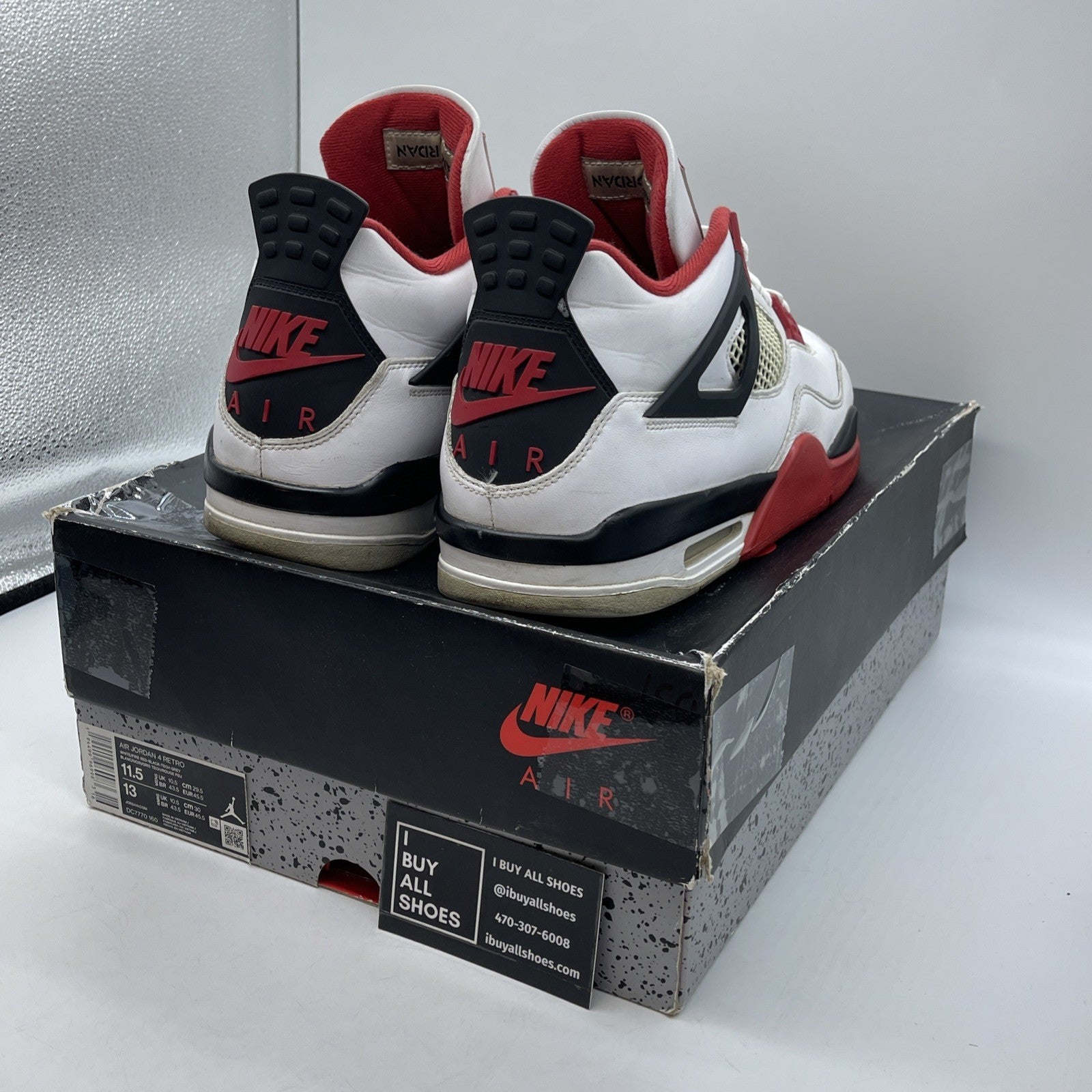 Size 11.5 - Jordan 4 Retro OG Mid Fire Red White Black Leather (DC7770-160)