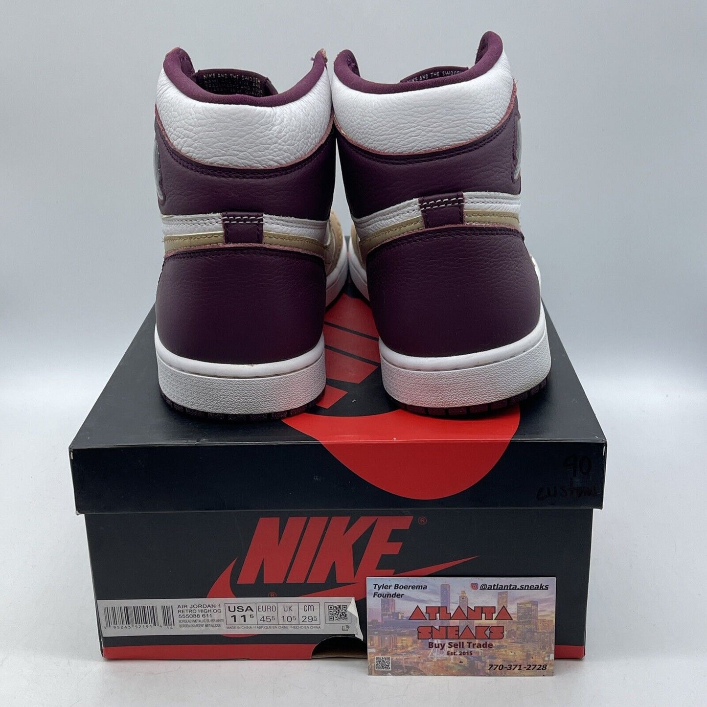 Size 11.5 - Jordan 1 Retro High OG Bordeaux Purple Brown Custom* (555088-611)