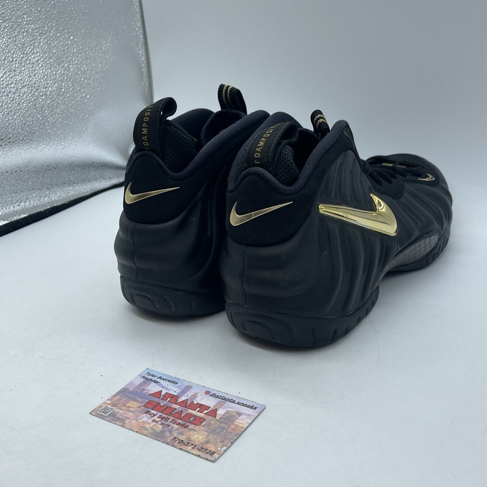 Size 10 - Nike Air Foamposite Pro Black Metallic Gold Leather (624041-009)